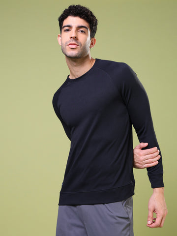 Men Cubic Melange Slim Fit Round Neck T-shirt with TECHNOCOOL+