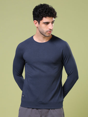 Men Cubic Melange Slim Fit Round Neck T-shirt with TECHNOCOOL+