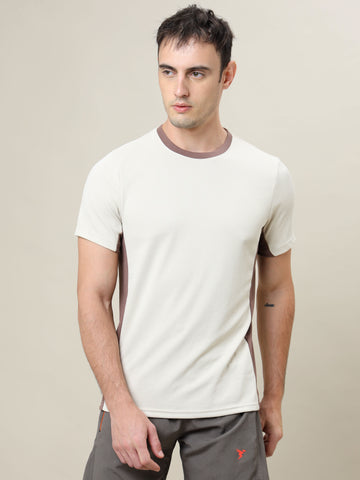 Men Colorblock Slim Fit Crew Neck T-shirt with TECHNO COOL+