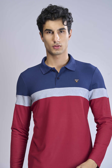 Men Colorblock Slim Fit Polo T-shirt with MATPIQ