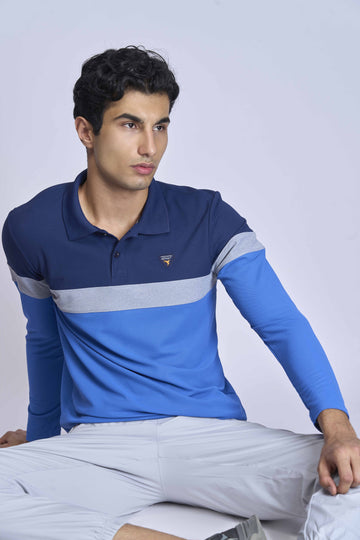 Men Colorblock Slim Fit Polo T-shirt with MATPIQ