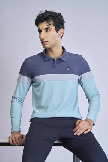 Men Colorblock Slim Fit Polo T-shirt with MATPIQ