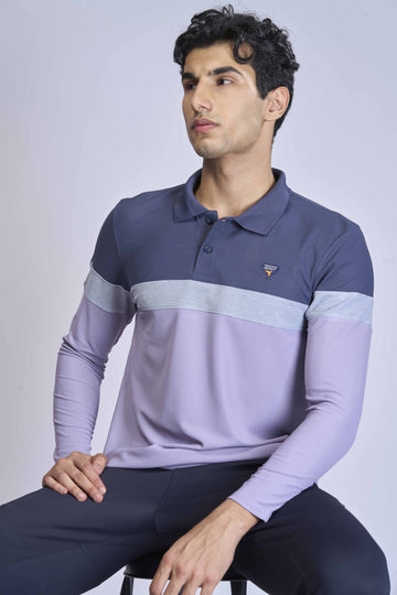 Men Colorblock Slim Fit Polo T-shirt with MATPIQ