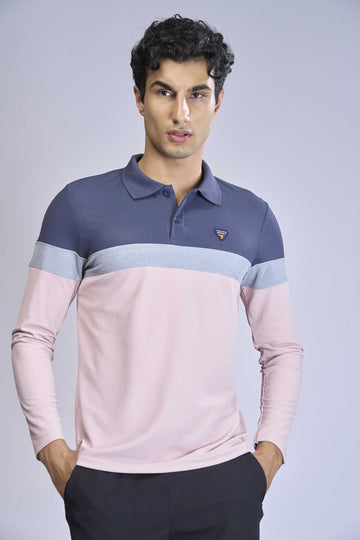 Men Colorblock Slim Fit Polo T-shirt with MATPIQ