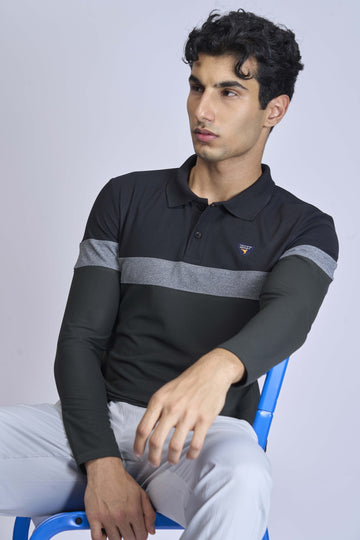 Men Colorblock Slim Fit Polo T-shirt with MATPIQ