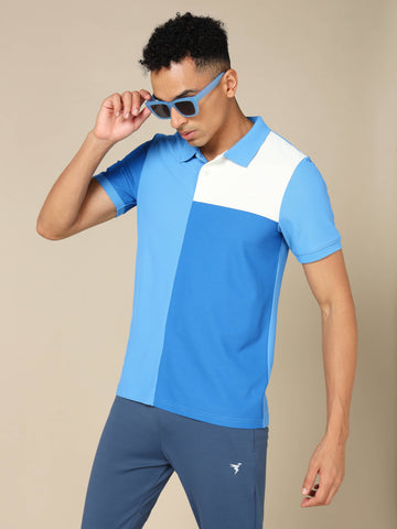 Men Colorblock Slim Fit Polo T-shirt with TECHNO COOL+