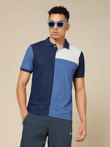 Men Colorblock Slim Fit Polo T-shirt with TECHNO COOL+