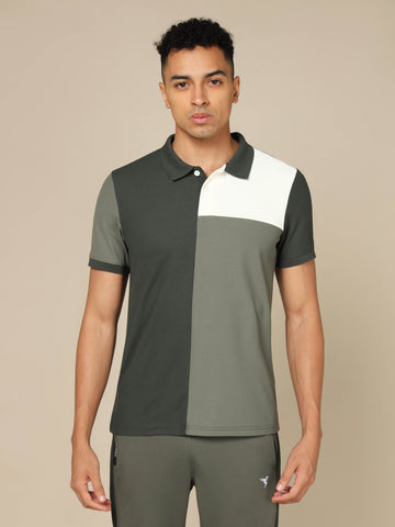 Men Colorblock Slim Fit Polo T-shirt with TECHNO COOL+