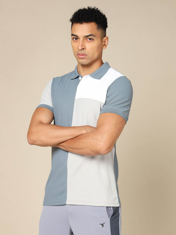 Men Colorblock Slim Fit Polo T-shirt with TECHNO COOL+