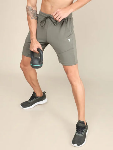 Men Solid Slim Fit Shorts with TECHNO DRY