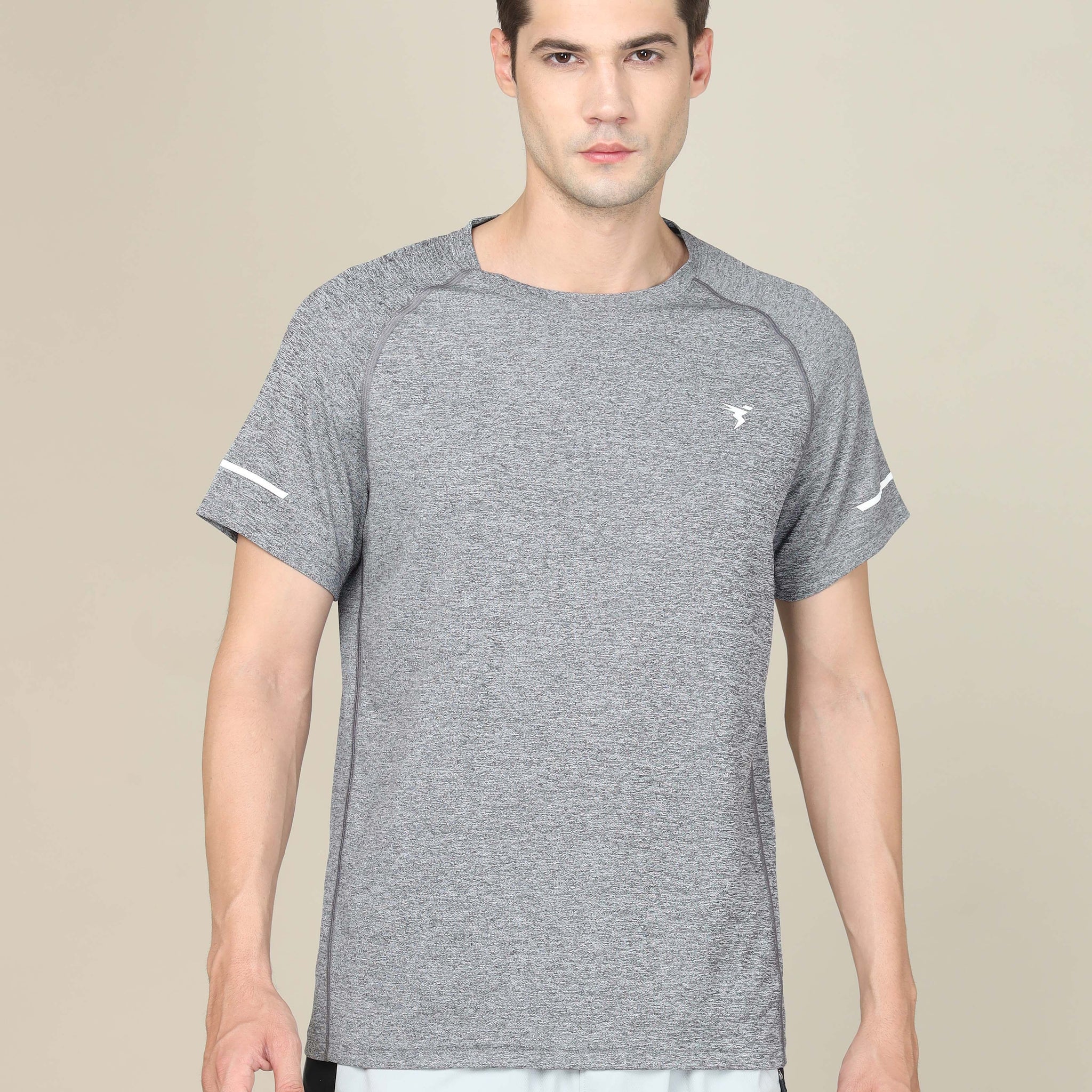 Men Melange Slim Fit Crew Neck T-shirt with MELANGE