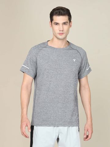 Men Melange Slim Fit Crew Neck T-shirt with MELANGE