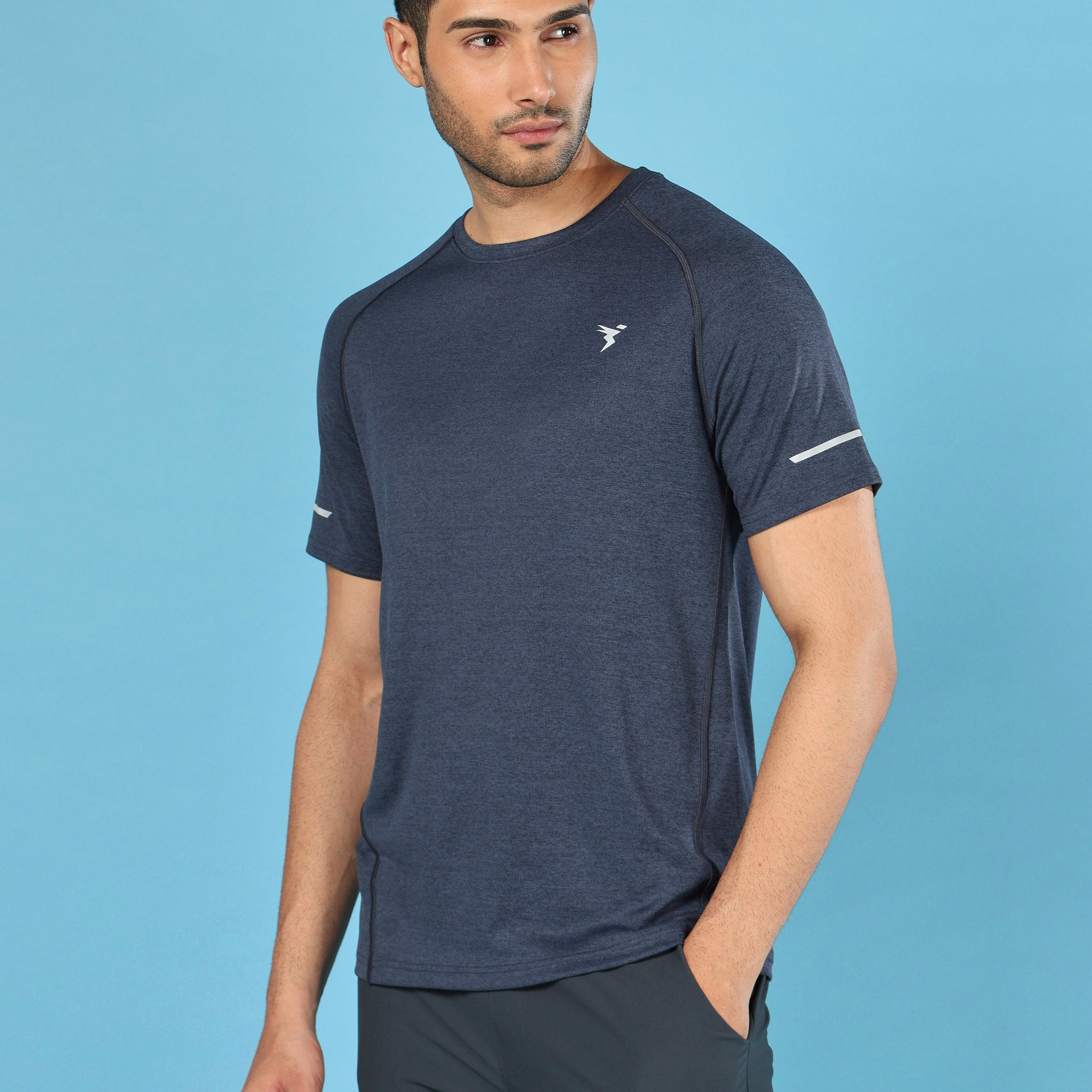 Men Melange Slim Fit Crew Neck T-shirt with MELANGE