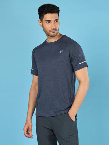 Men Melange Slim Fit Crew Neck T-shirt with MELANGE