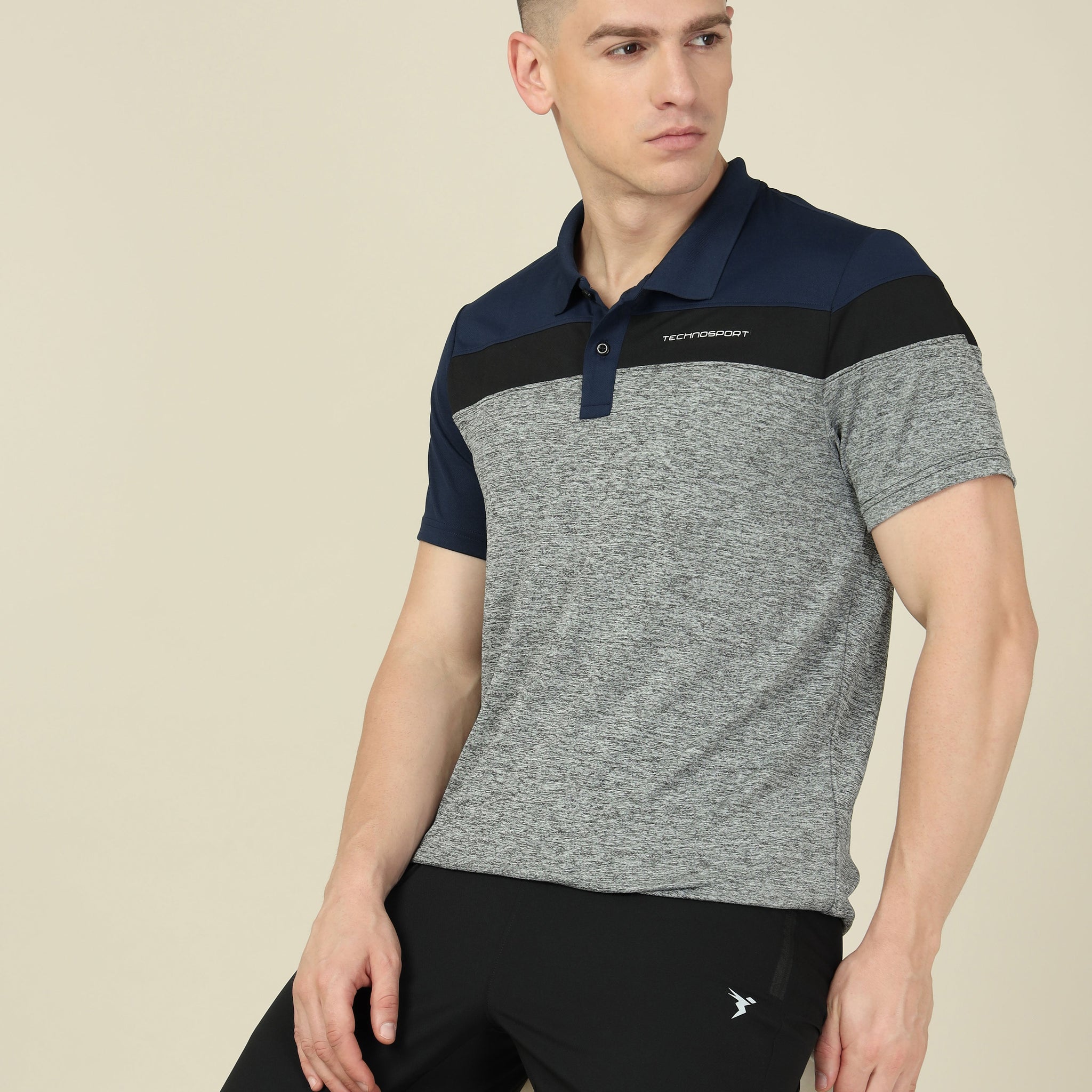 Men Colorblock Slim Fit Polo T-shirt with DOUBLE COOL