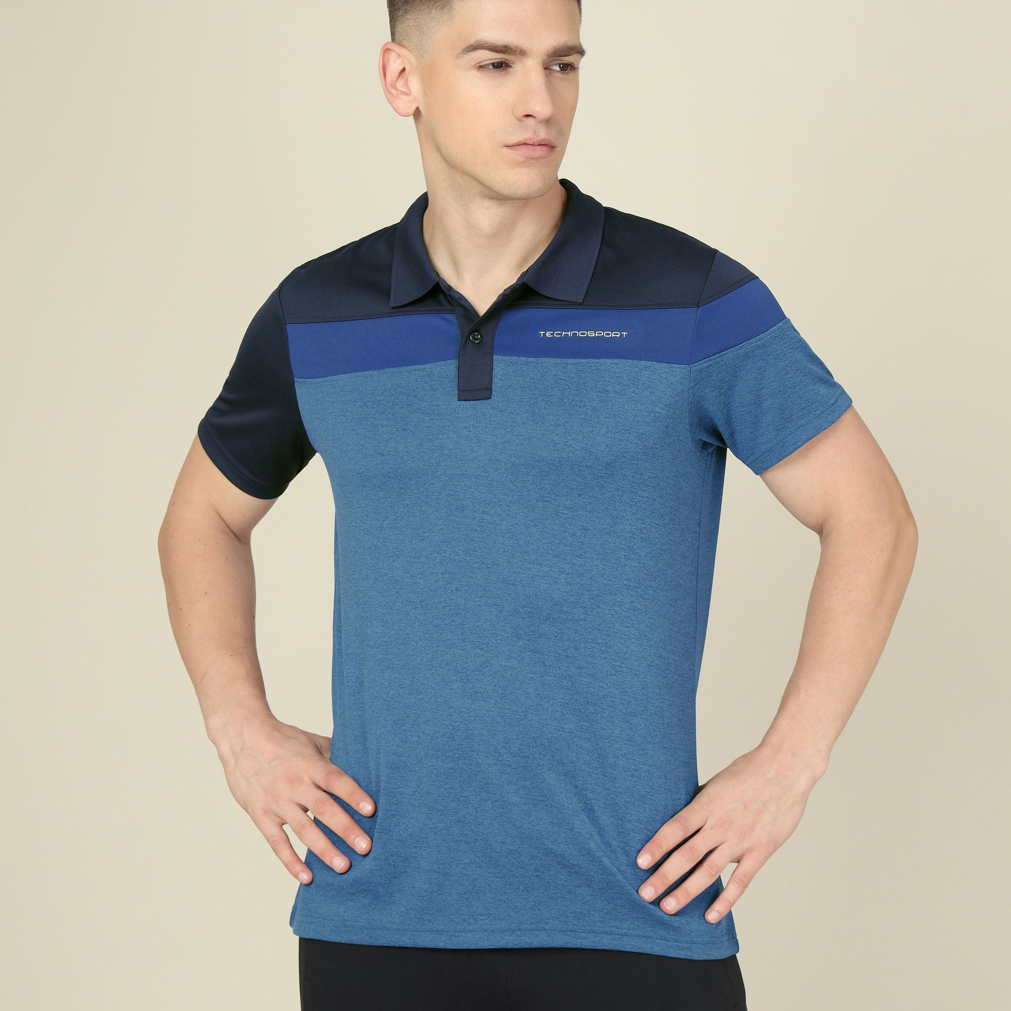 Men Colorblock Slim Fit Polo T-shirt with DOUBLE COOL