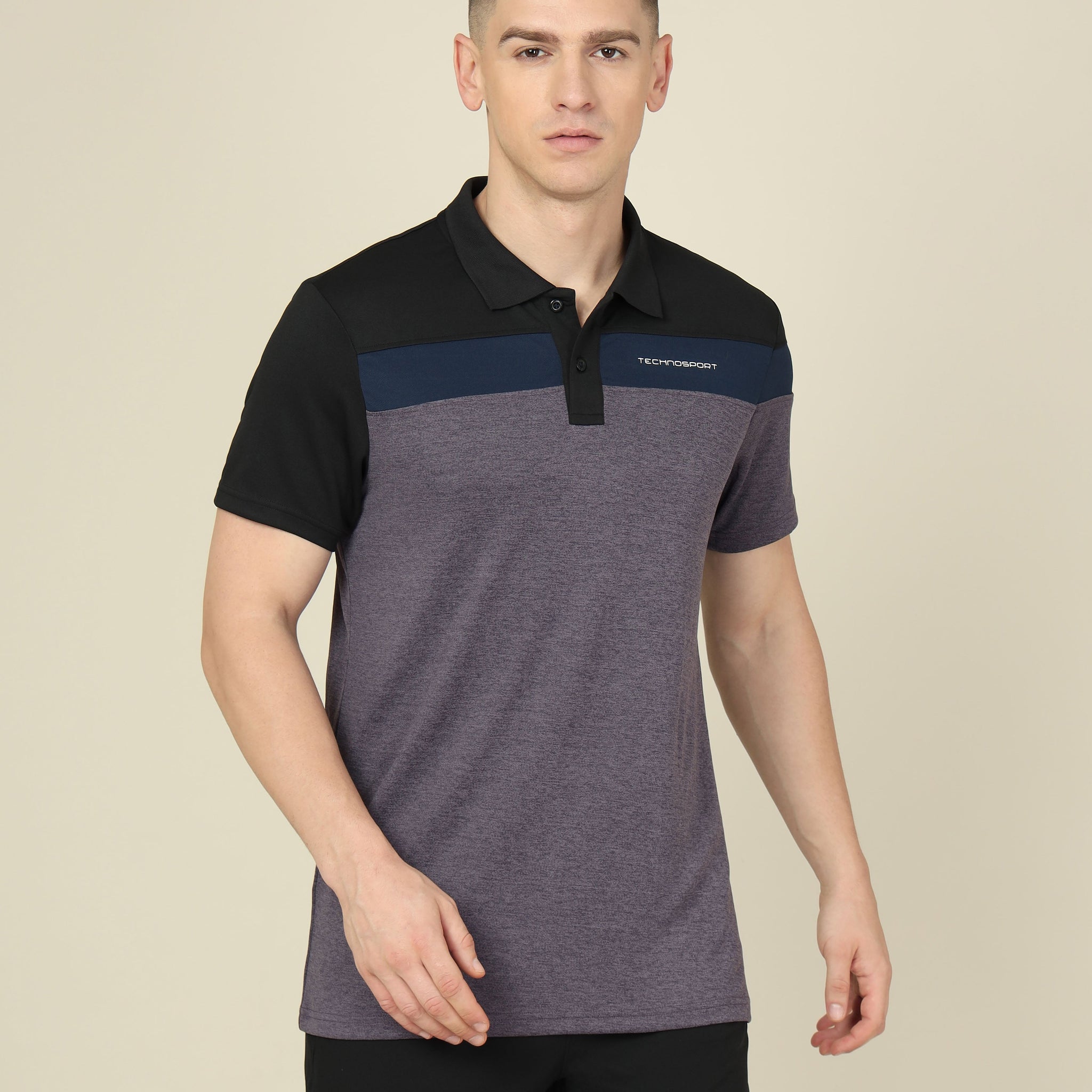 Men Colorblock Slim Fit Polo T-shirt with DOUBLE COOL