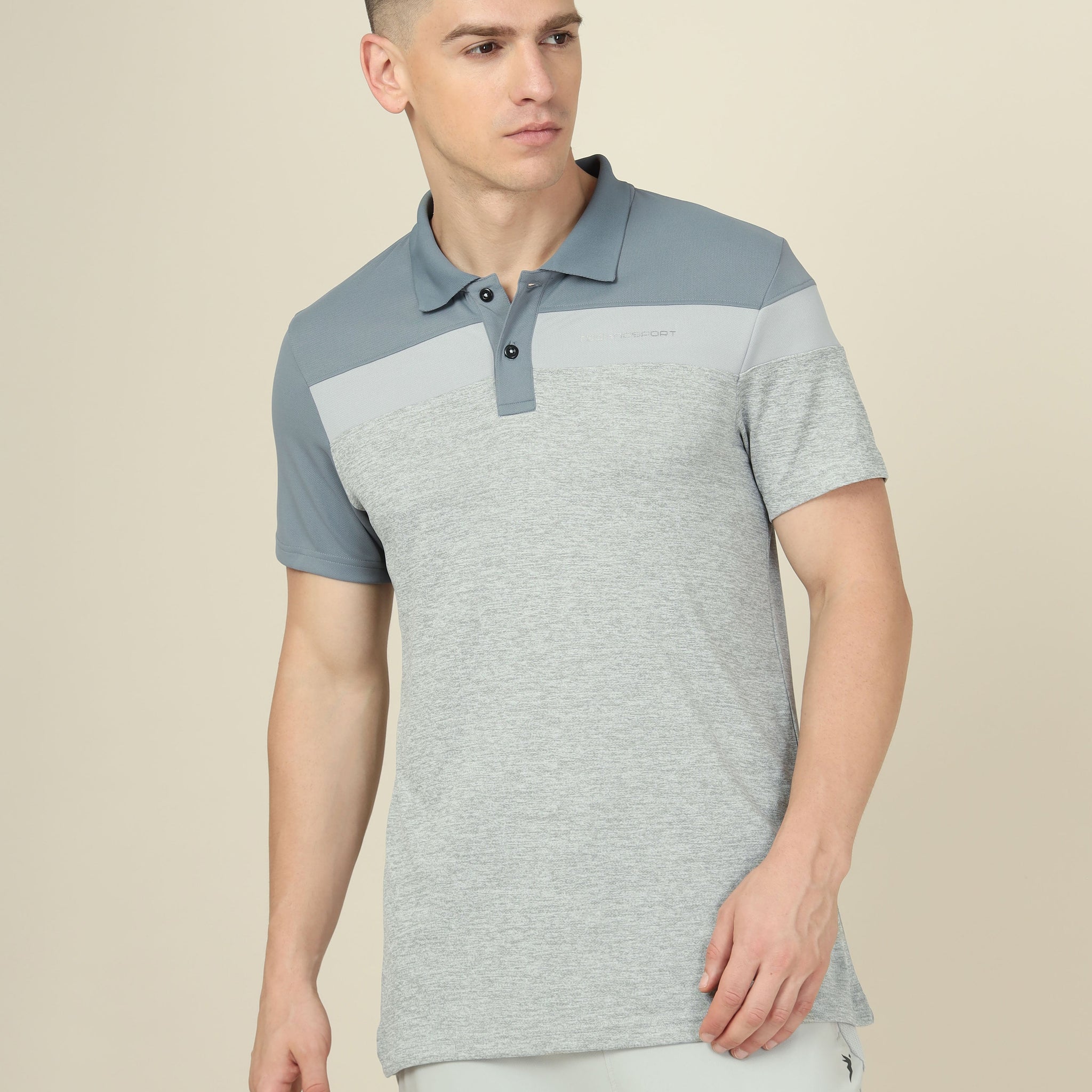 Men Colorblock Slim Fit Polo T-shirt with DOUBLE COOL