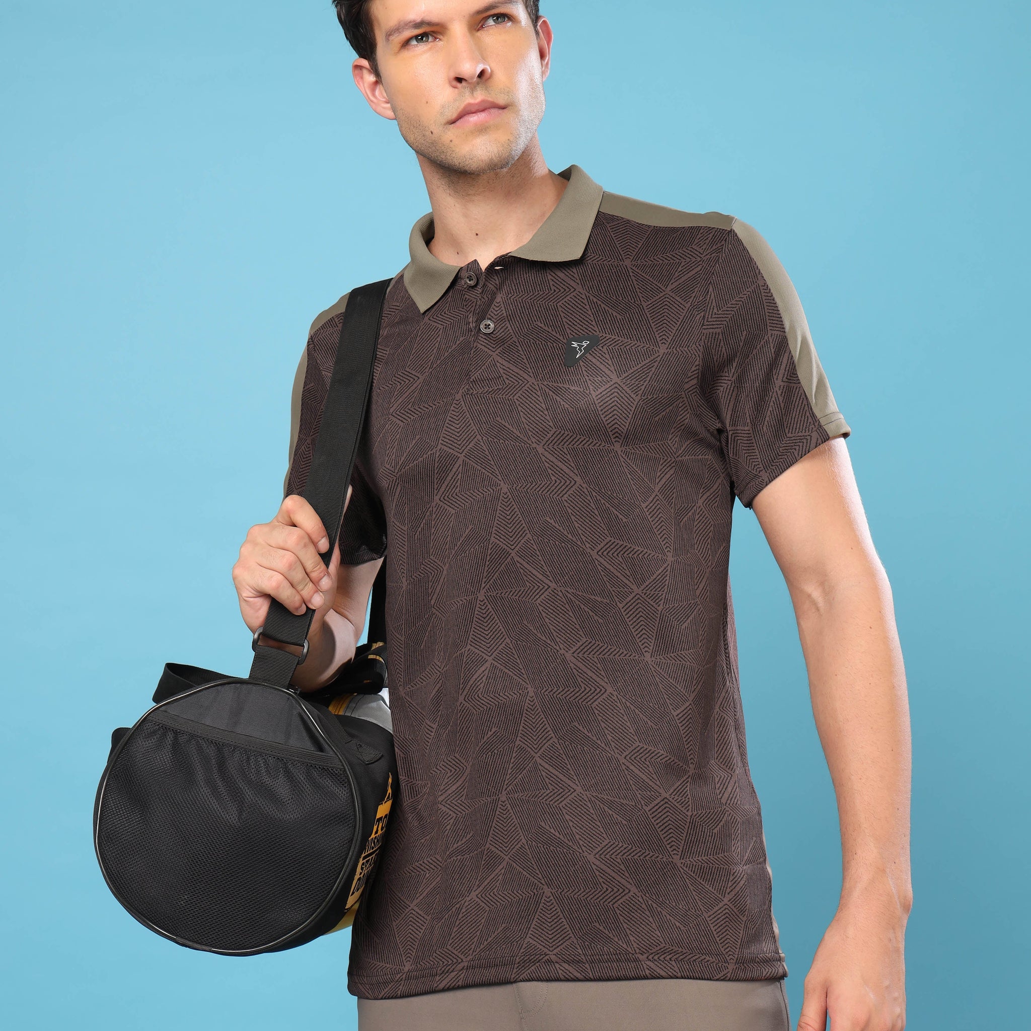 Men Slim Polo Neck T-shirt with DOUBLECOOL