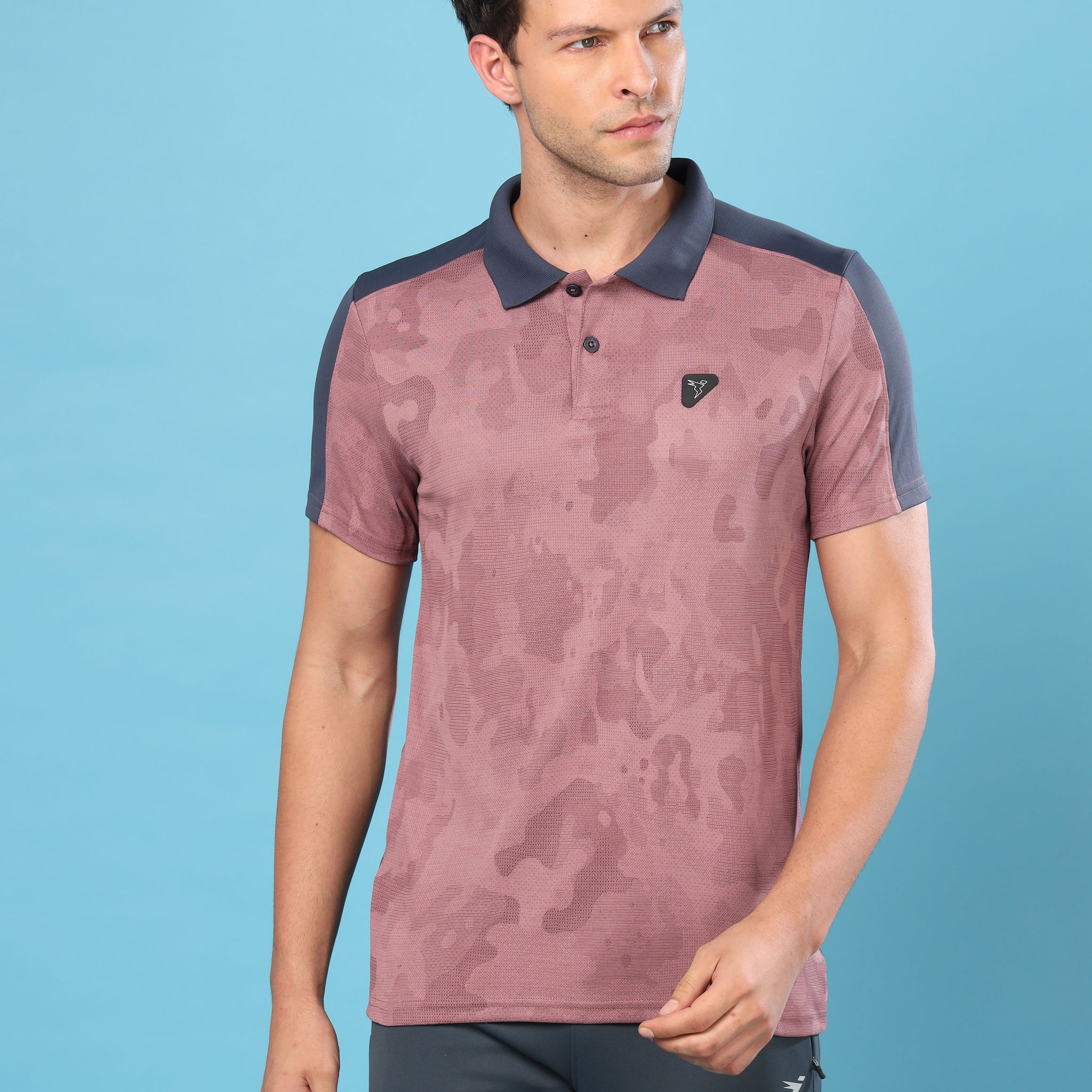 Men Slim Polo Neck T-shirt with DOUBLECOOL