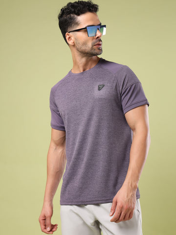 Men Solid Slim Fit Crew Neck T-shirt with DOUBLE COOL