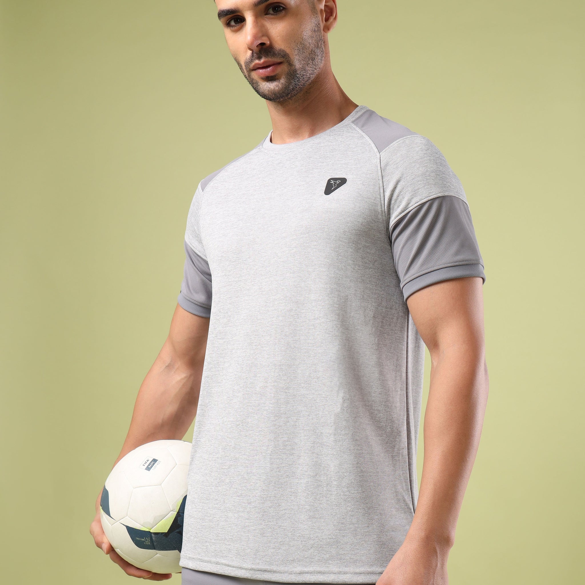 Men Solid Slim Fit Crew Neck T-shirt with DOUBLE COOL