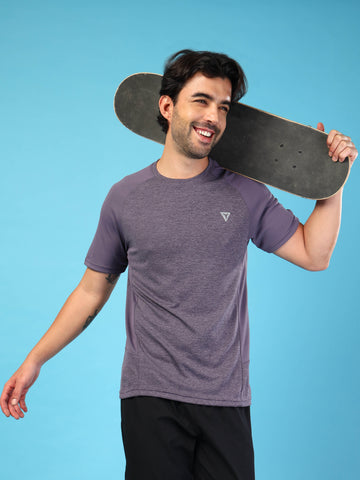 Men Solid Slim Fit Crew Neck T-shirt with DOUBLE COOL