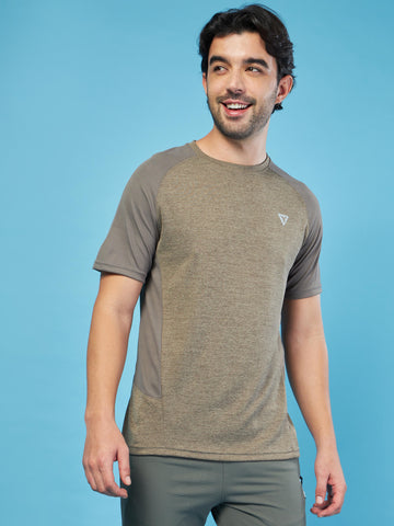 Men Solid Slim Fit Crew Neck T-shirt with DOUBLE COOL