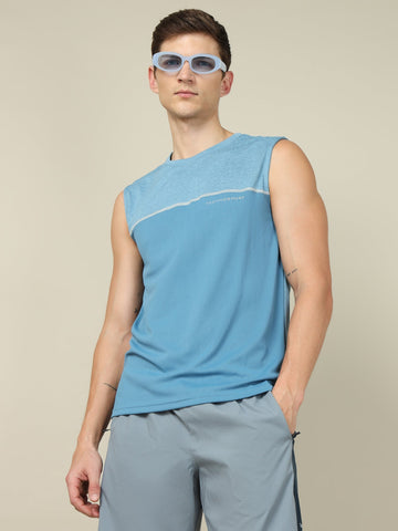 Men Colorblock Slim Fit Crew Neck Innerwear Vest with TECHNO COOL+