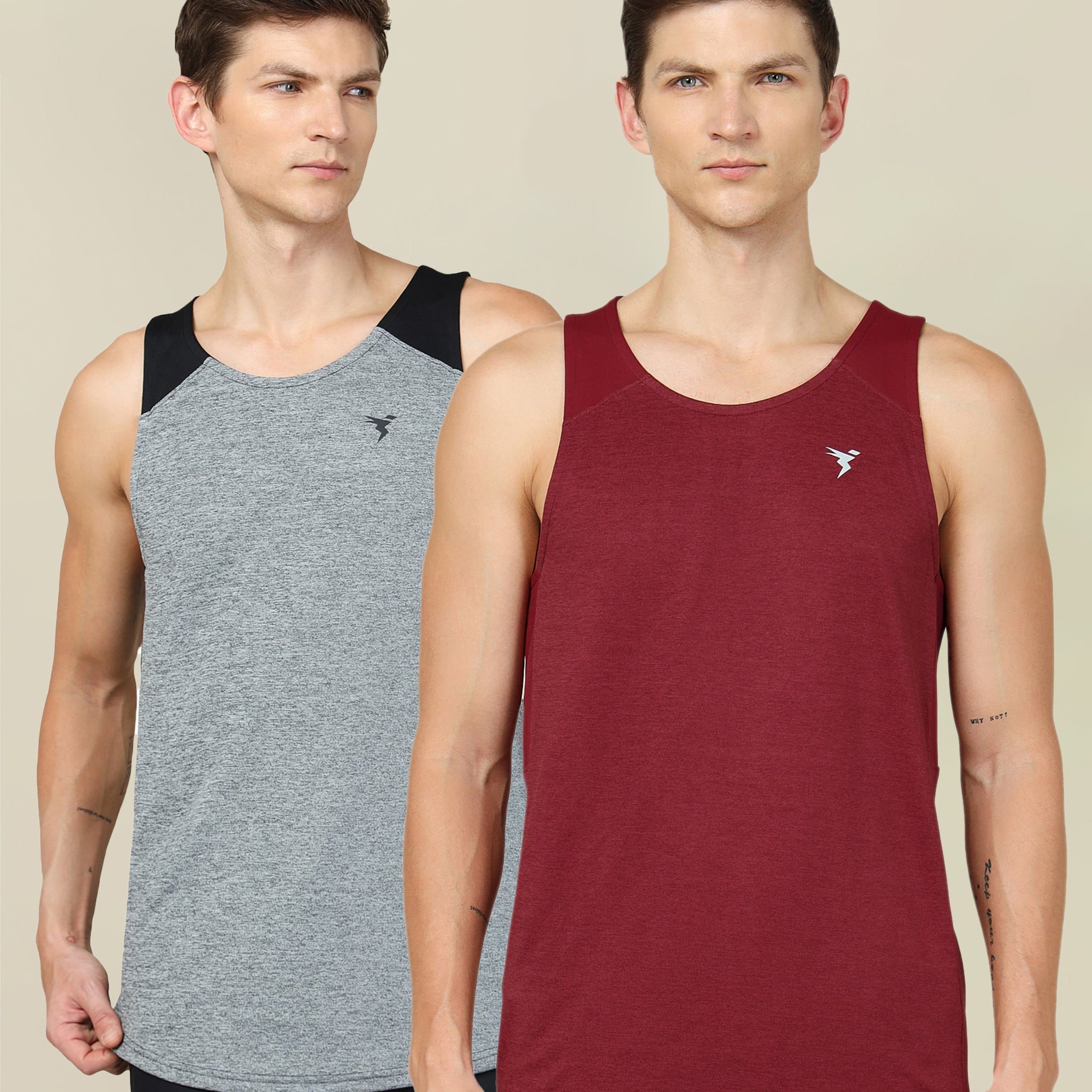 Men Melange Slim Fit Scoop Neck Innerwear Vest with TECHNO COOL+ ( Pack of 2)