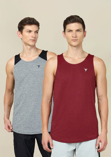 Men Melange Slim Fit Scoop Neck Innerwear Vest with TECHNO COOL+ ( Pack of 2)