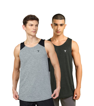 Men Melange Slim Fit Scoop Neck Innerwear Vest with TECHNO COOL+ ( Pack of 2)