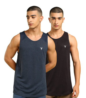 Men Melange Slim Fit Scoop Neck Innerwear Vest with TECHNO COOL+ ( Pack of 2)