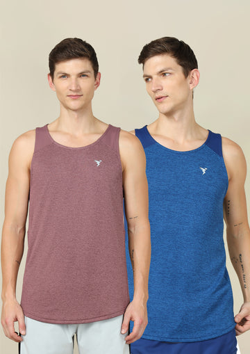 Men Melange Slim Fit Scoop Neck Innerwear Vest with TECHNO COOL+ ( Pack of 2)