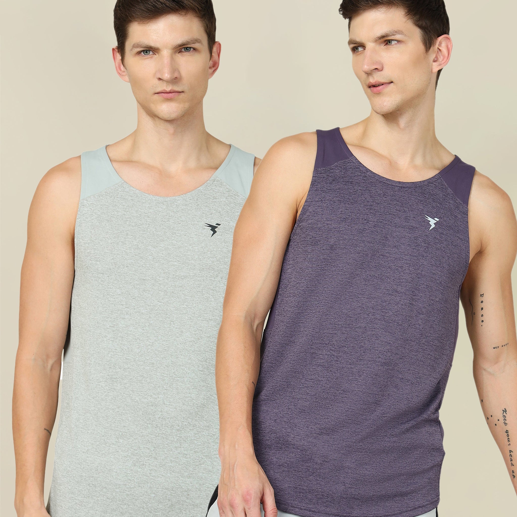 Men Melange Slim Fit Scoop Neck Innerwear Vest with TECHNO COOL+ ( Pack of 2)