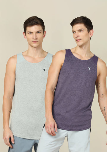 Men Melange Slim Fit Scoop Neck Innerwear Vest with TECHNO COOL+ ( Pack of 2)