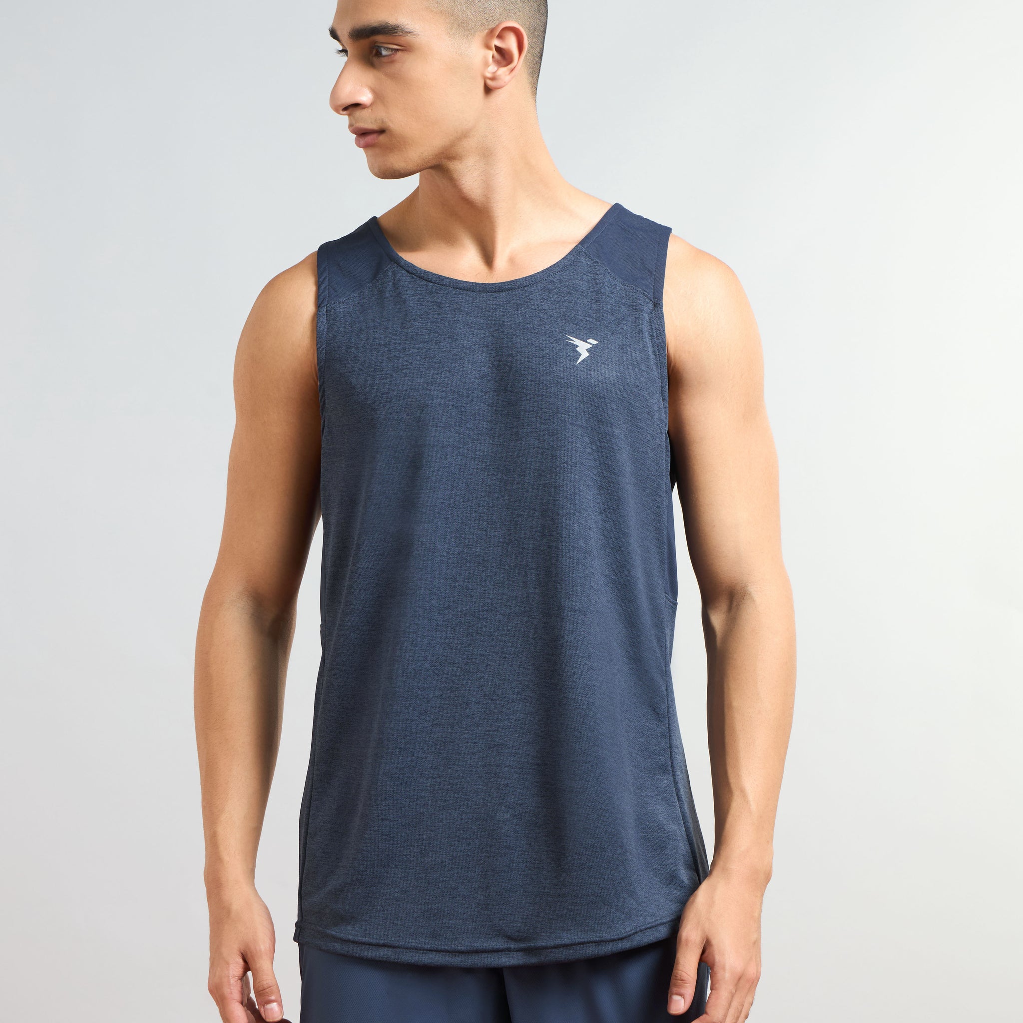 Men Melange Slim Fit Scoop Neck Innerwear Vest with TECHNO COOL+