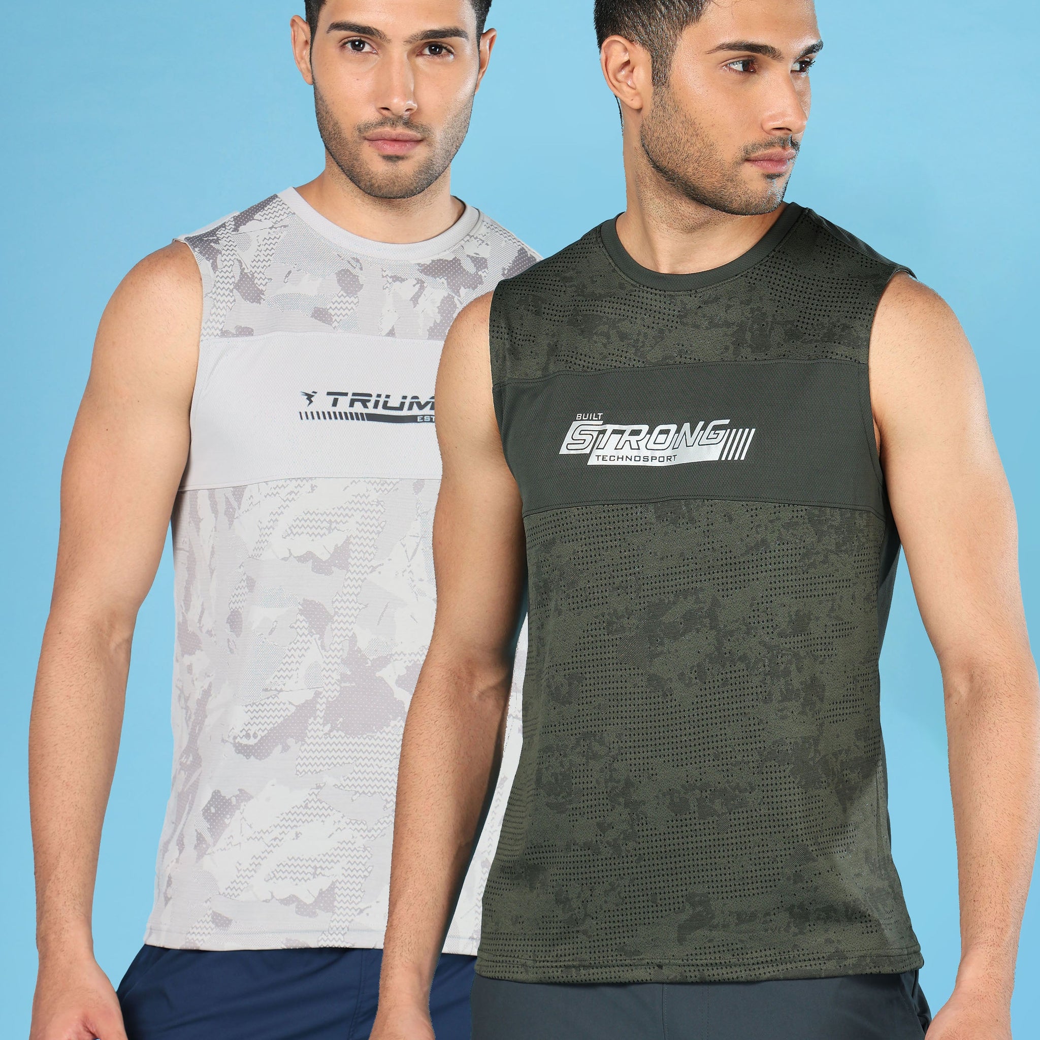 Men Printed Slim Fit Crew Neck Innerwear Vest with TECHNO COOL+ (Pack Of 2)