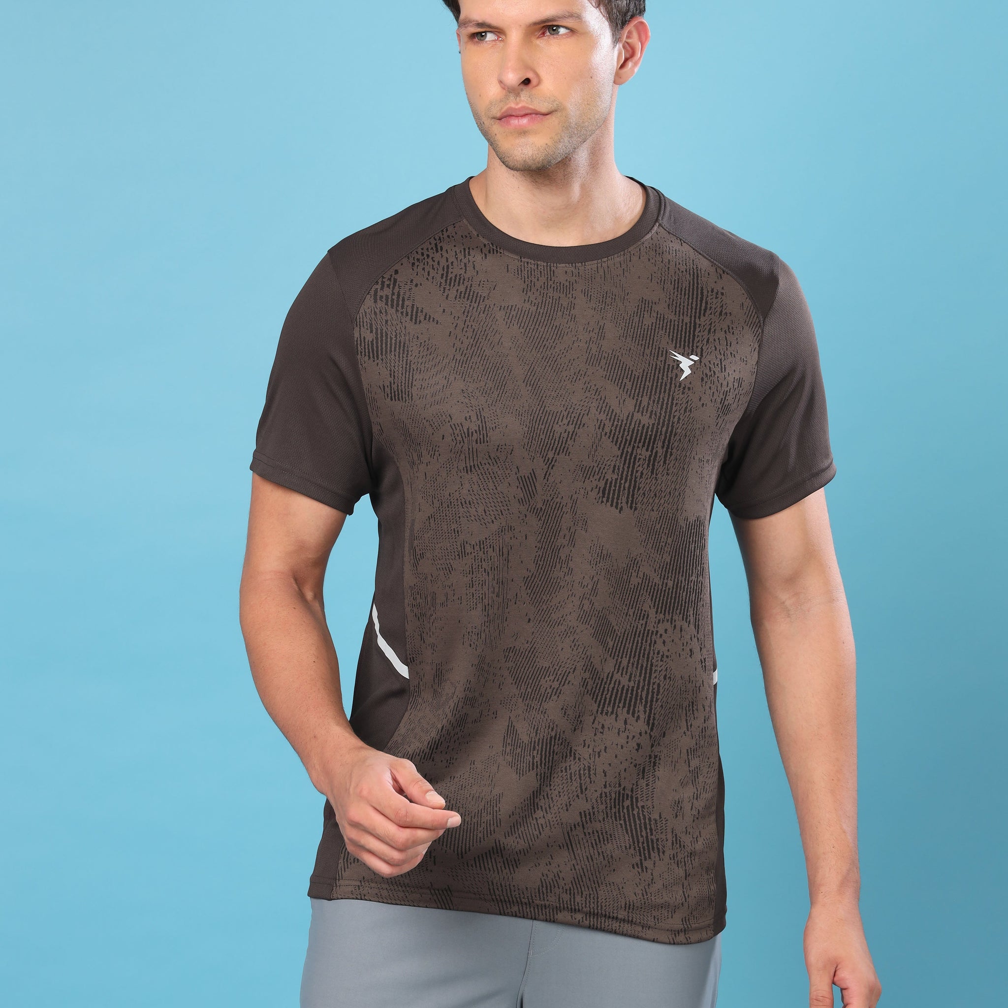 Men Slim Fit Crew Neck T-shirt with DOUBLE COOL