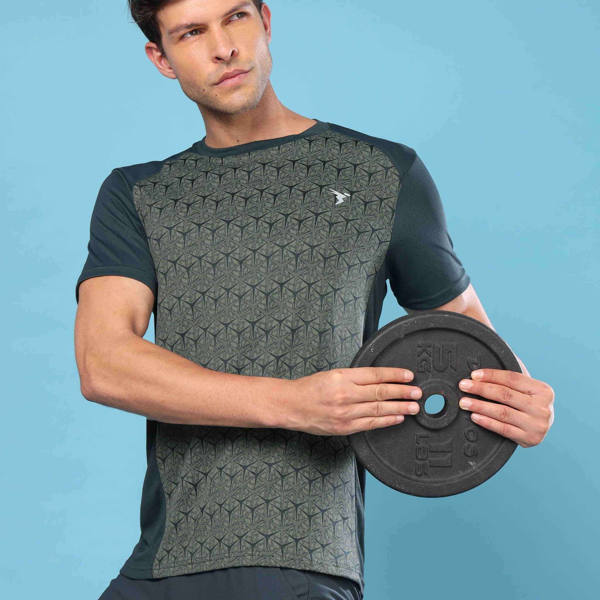 Men Slim Fit Crew Neck T-shirt with DOUBLE COOL