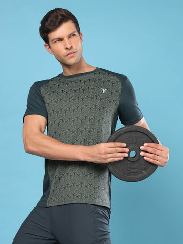 Men Slim Fit Crew Neck T-shirt with DOUBLE COOL