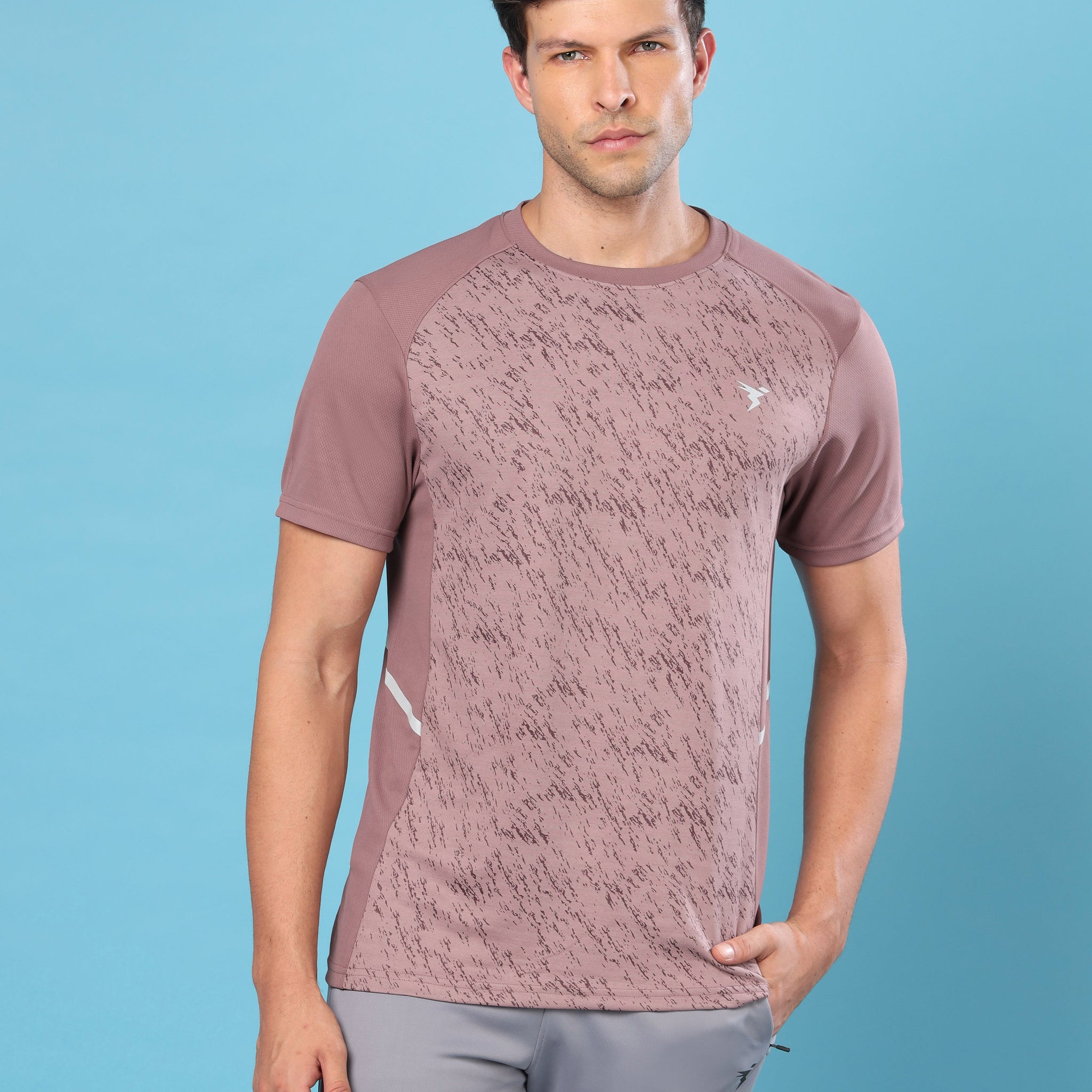 Men Slim Fit Crew Neck T-shirt with DOUBLE COOL