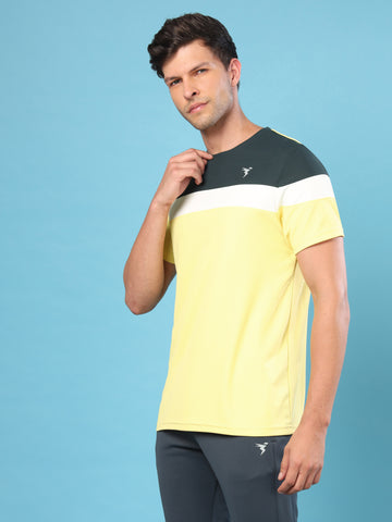 Men Colorblock Slim Fit Crew Neck T-shirt with MATPIQ