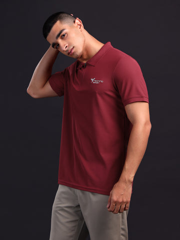 Men Solid Slim Fit Polo T-shirt with MATPIQ