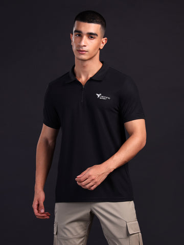 Men Solid Slim Fit Polo T-shirt with MATPIQ