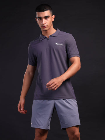 Men Solid Slim Fit Polo T-shirt with MATPIQ