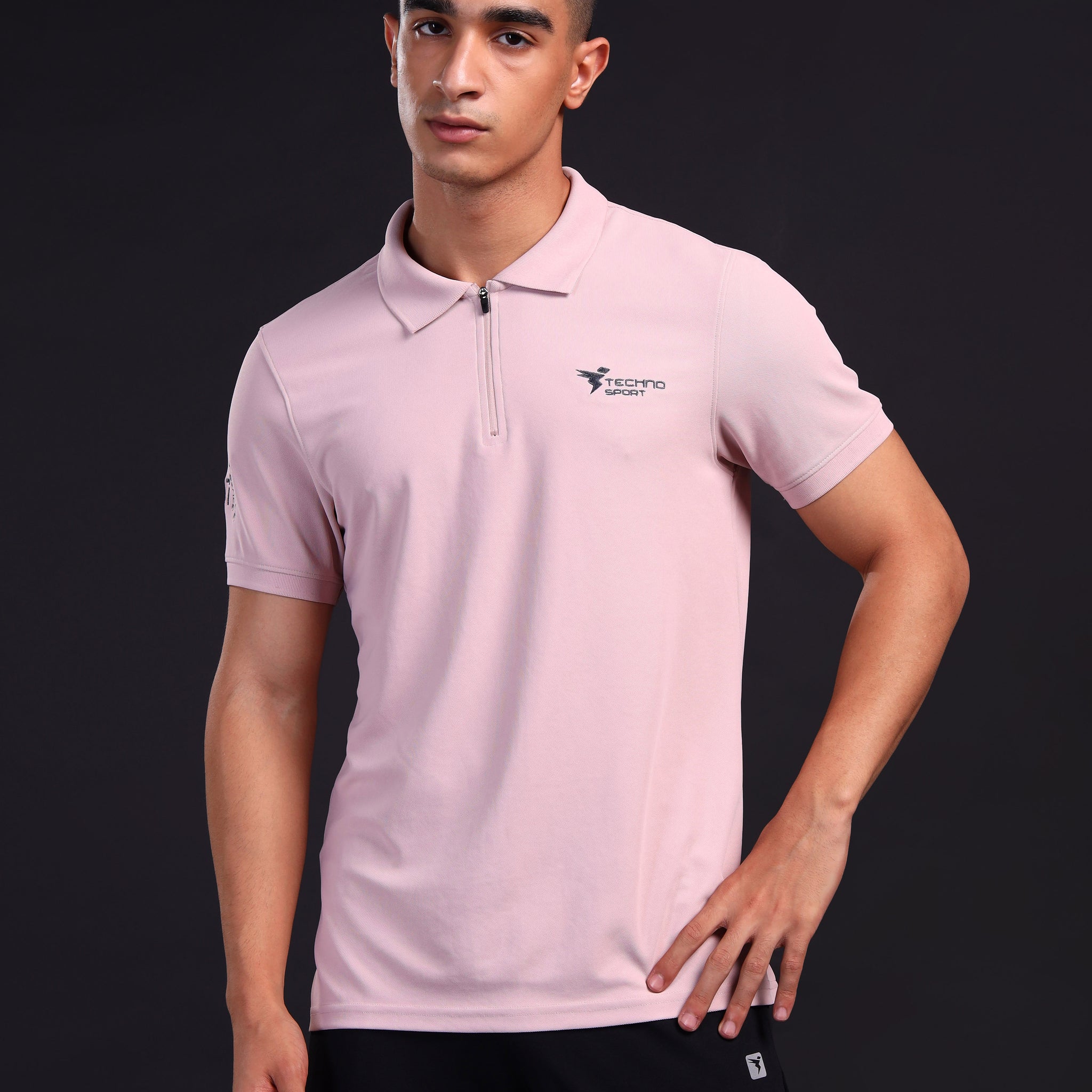 Men Solid Slim Fit Polo T-shirt with MATPIQ