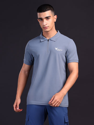 Men Solid Slim Fit Polo T-shirt with MATPIQ