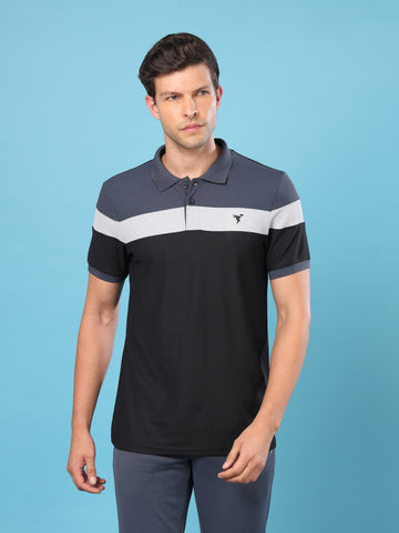 Men Colorblock Slim Fit Polo T-shirt with MATPIQ