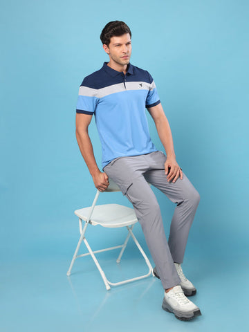 Men Colorblock Slim Fit Polo T-shirt with MATPIQ